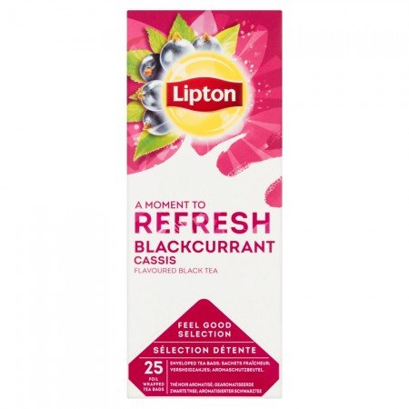 Lipton Blackcurrant Tea Чай чорний зі шматочками чорної смородини 25 пакетиків в сашетах - 